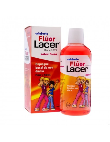 Fluor Lacer Junior enjuague bucal de uso diario 1 envase 500ml sabor fresa